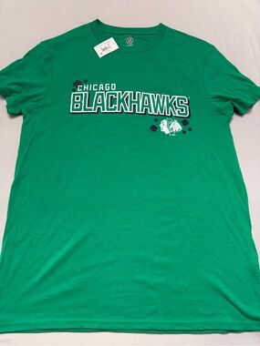 NHL Green Crewneck Tee with Official Logo - Chicago Blackhawks